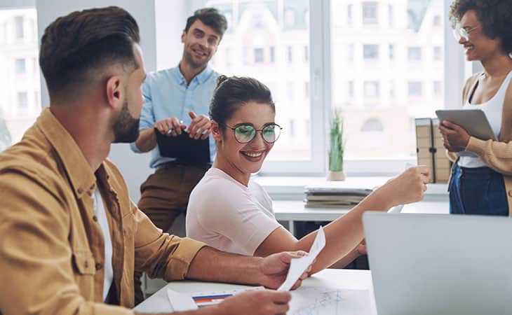 happy and diverse office workers